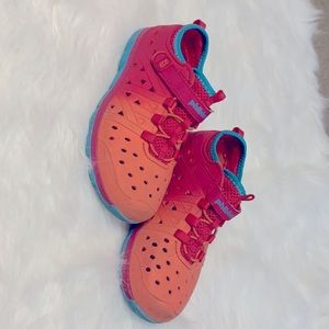 Coral, Pink, and Blue kids water proof shoes